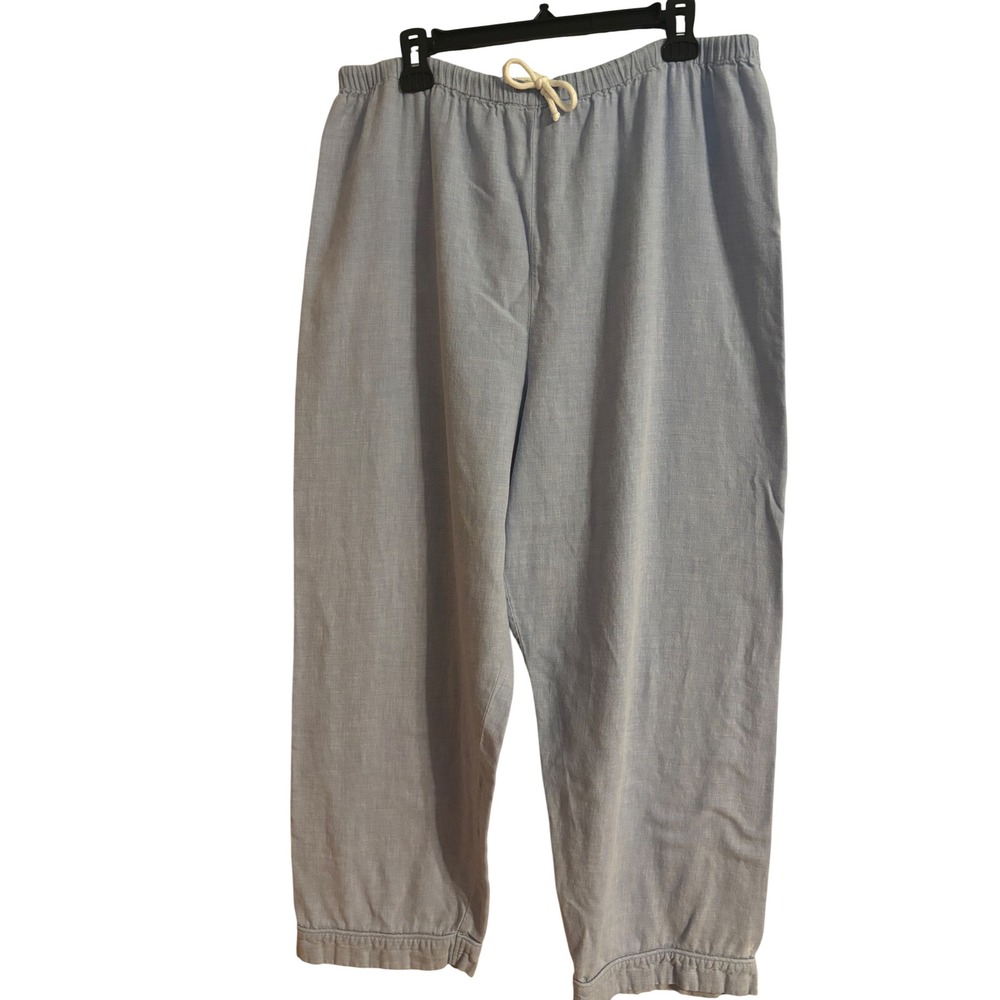 Parisian Intimates Pajama Pants Women Large Blue Cotton Wide Leg Good